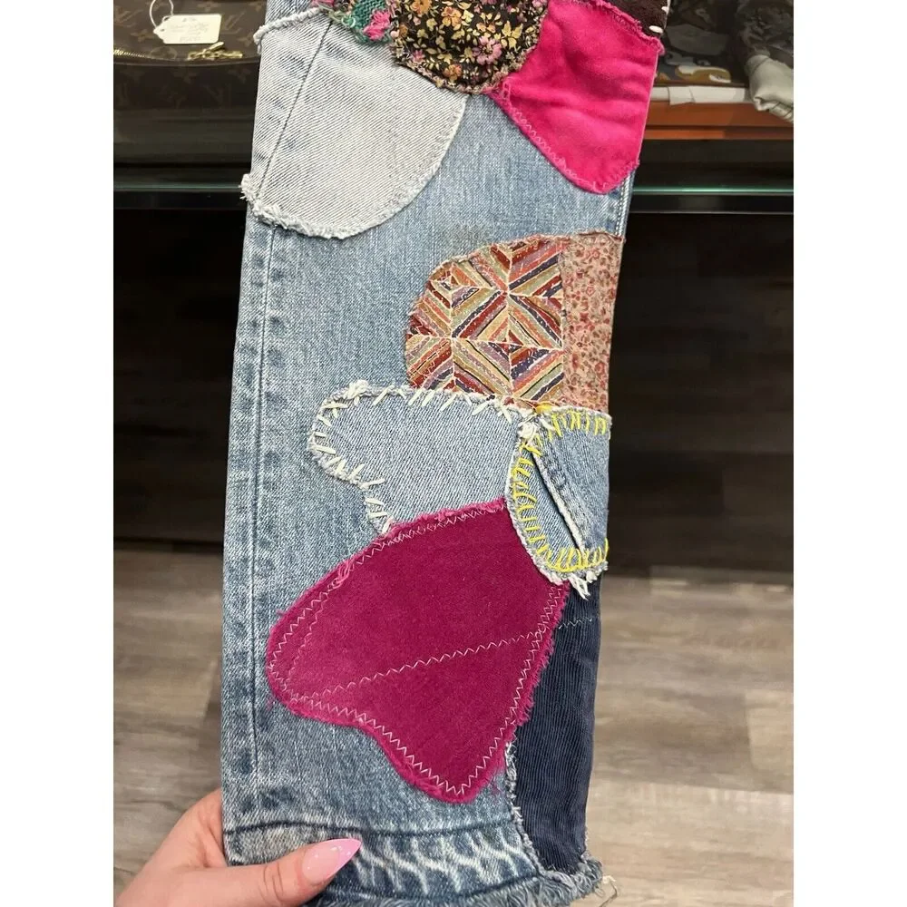 KAPITAL Straight Leg Crazy Patchwork Jeans Size 30 AUTHENTIC - Picture 9 of 15
